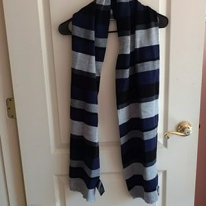 H&M Navy, Grey, and Black Striped Scarf